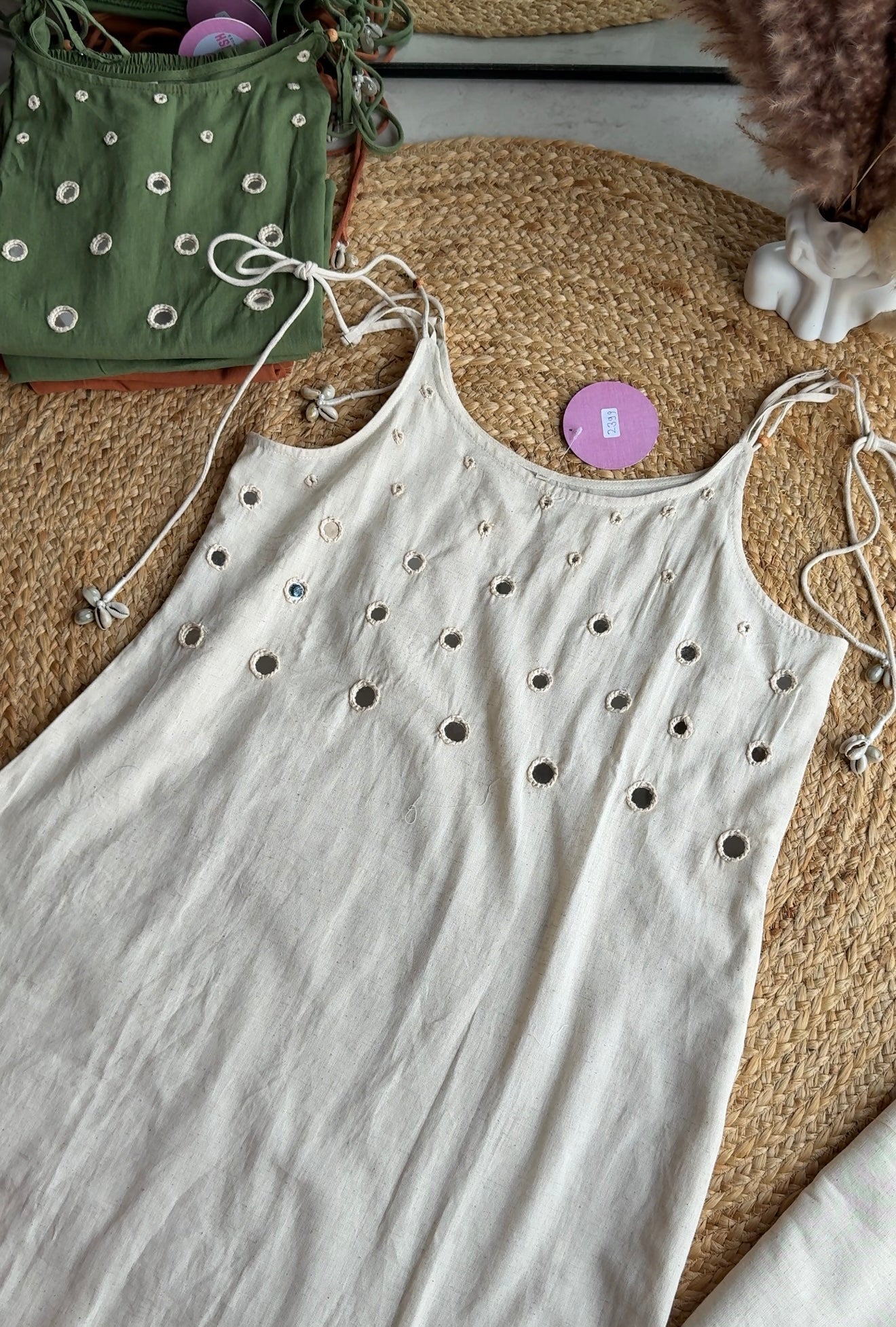 Suhana strappy mirror work Kurti with palazzo