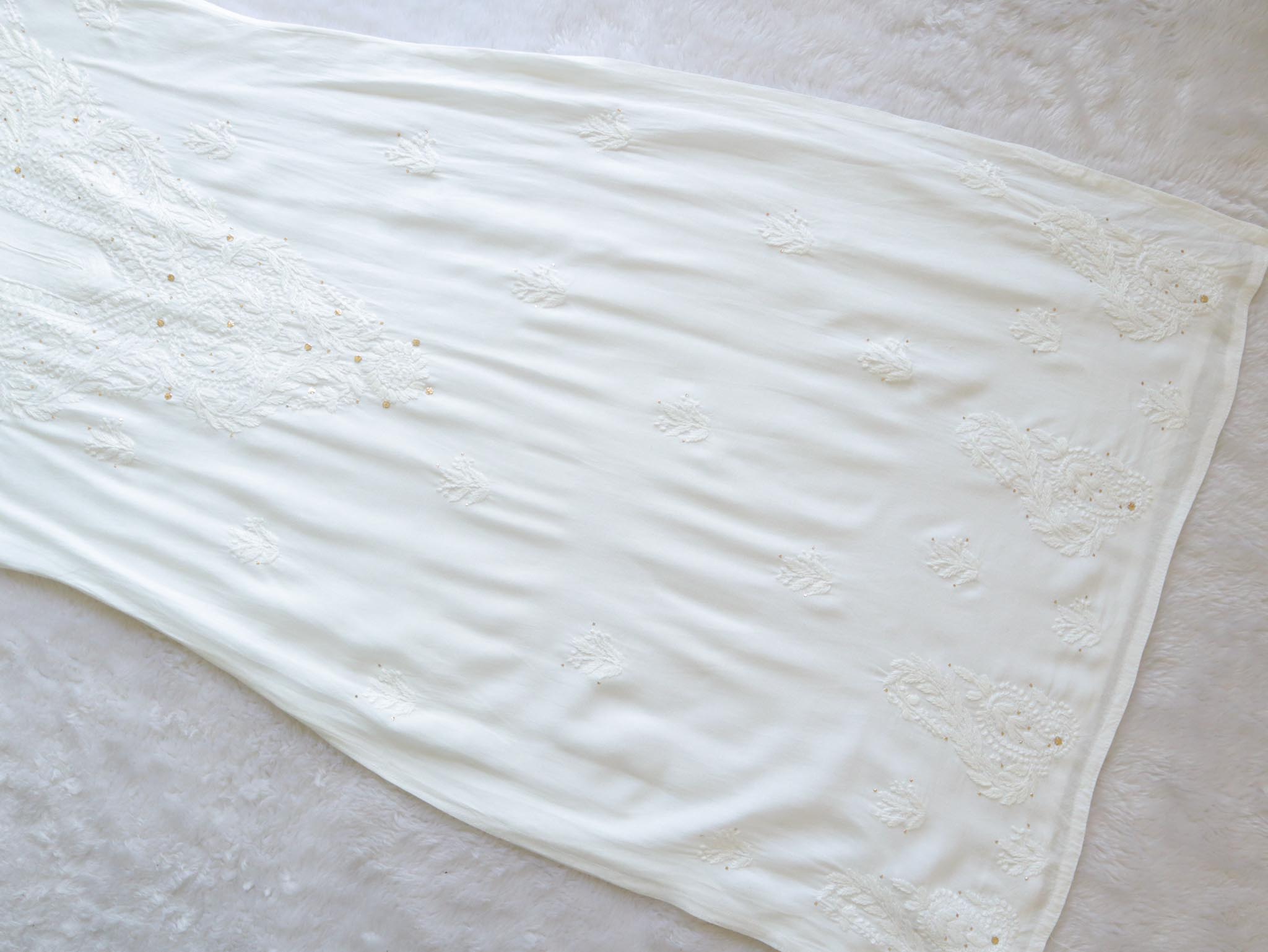 Ahana Off White Long sequin embllished Rayon kurta