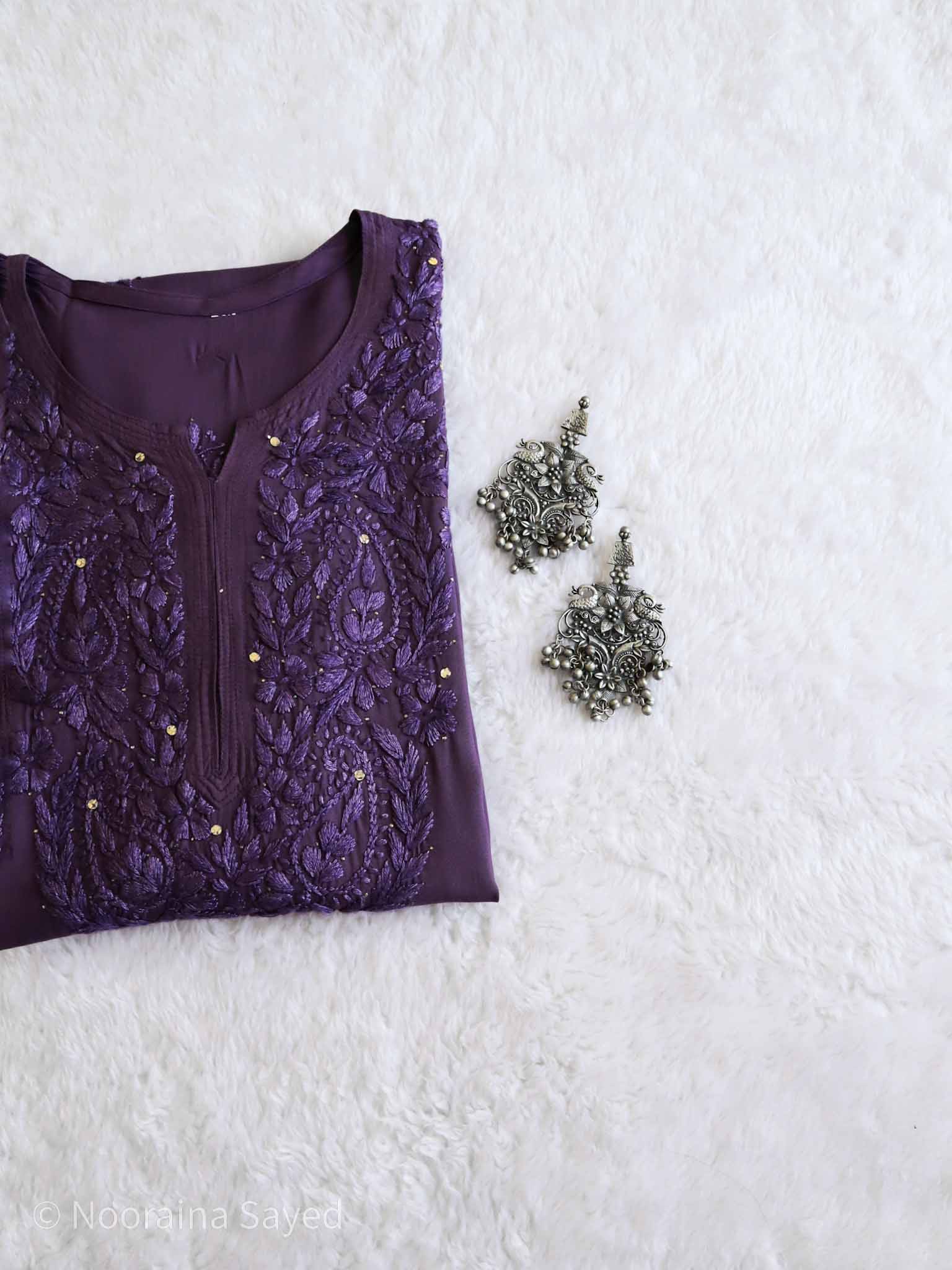 Ahana Purple Rayon sequin Long Kurta