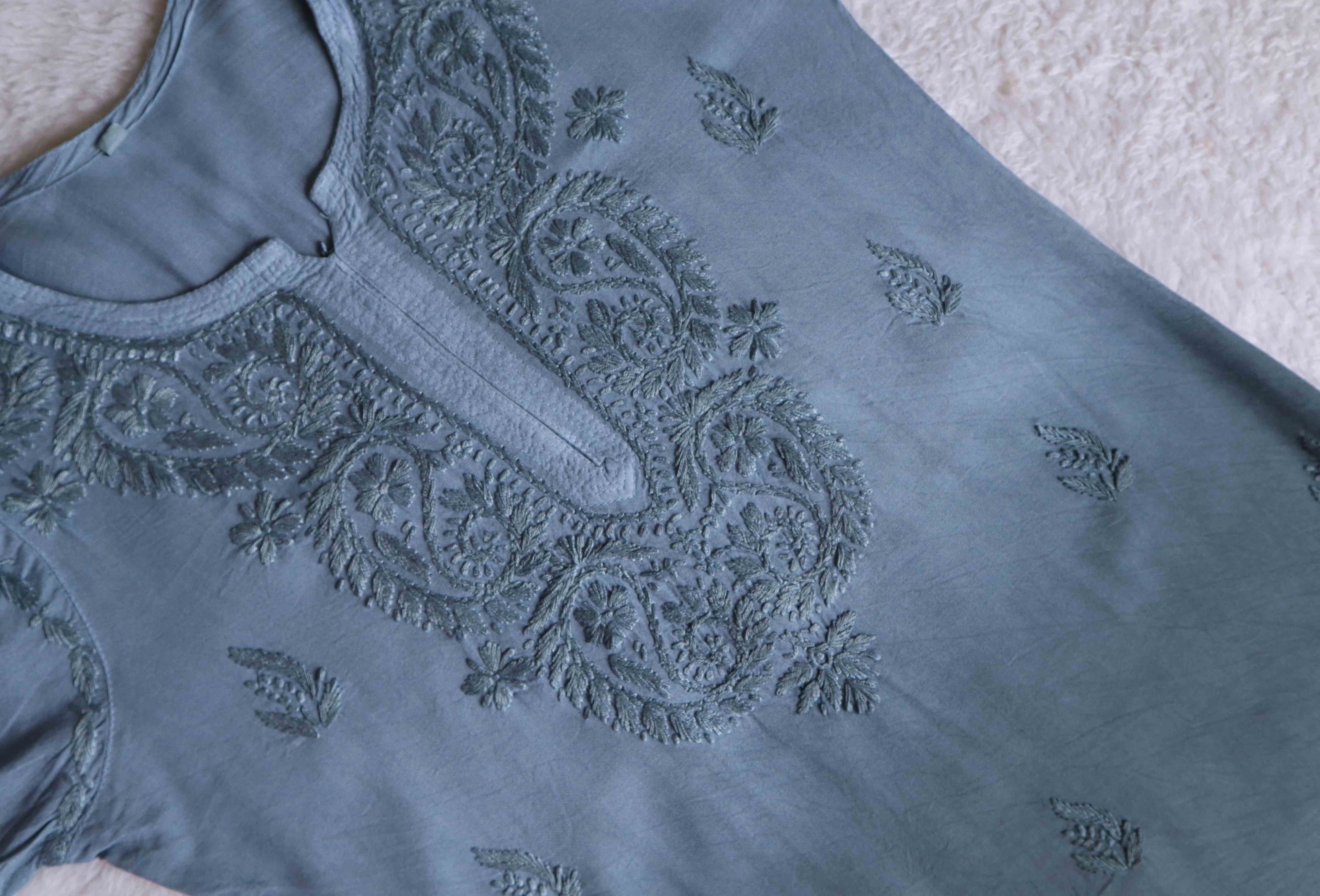 Savera Grey Ombre Short Rayon Kurta