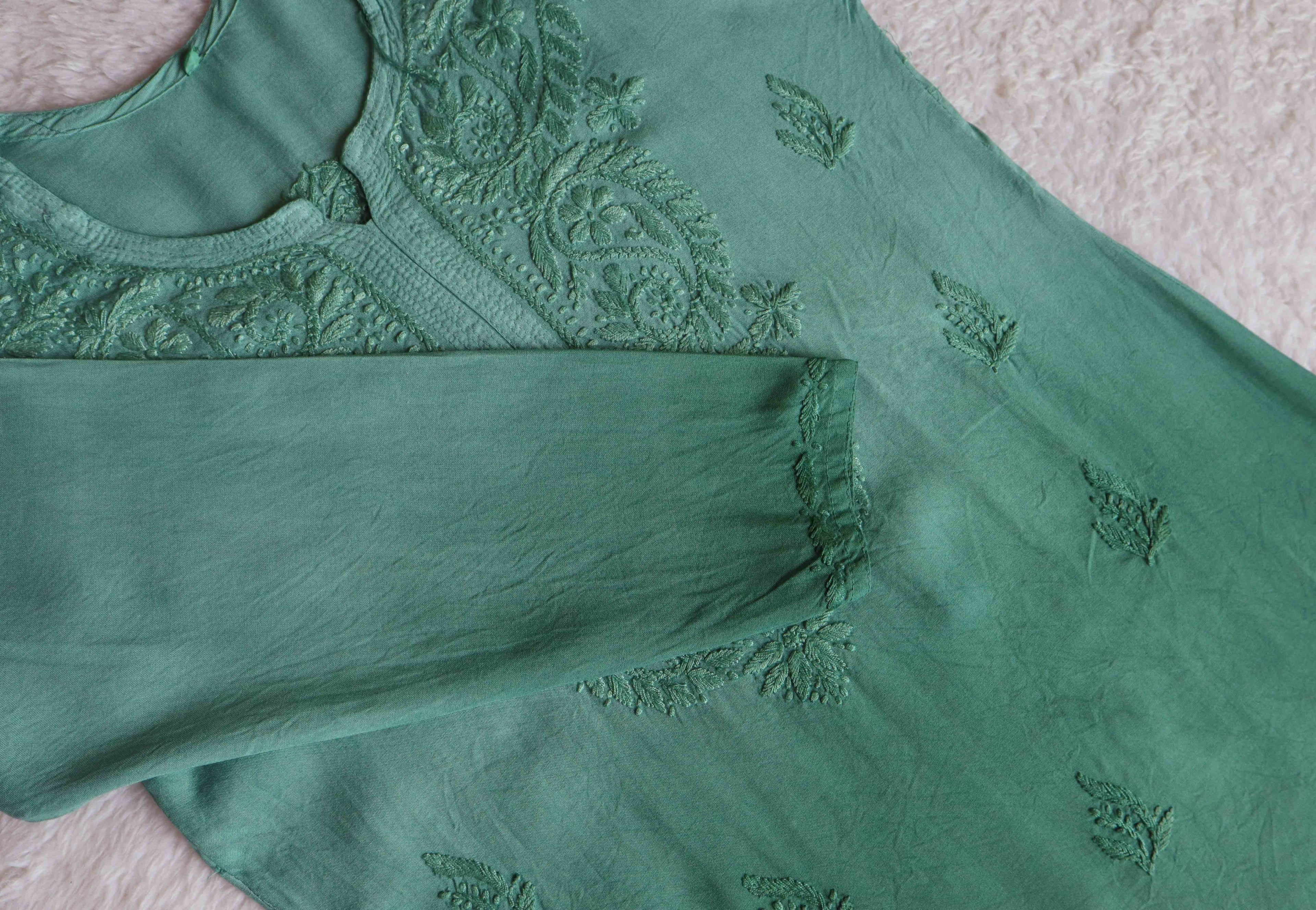 Savera Sage Green Ombre Short Rayon Kurta