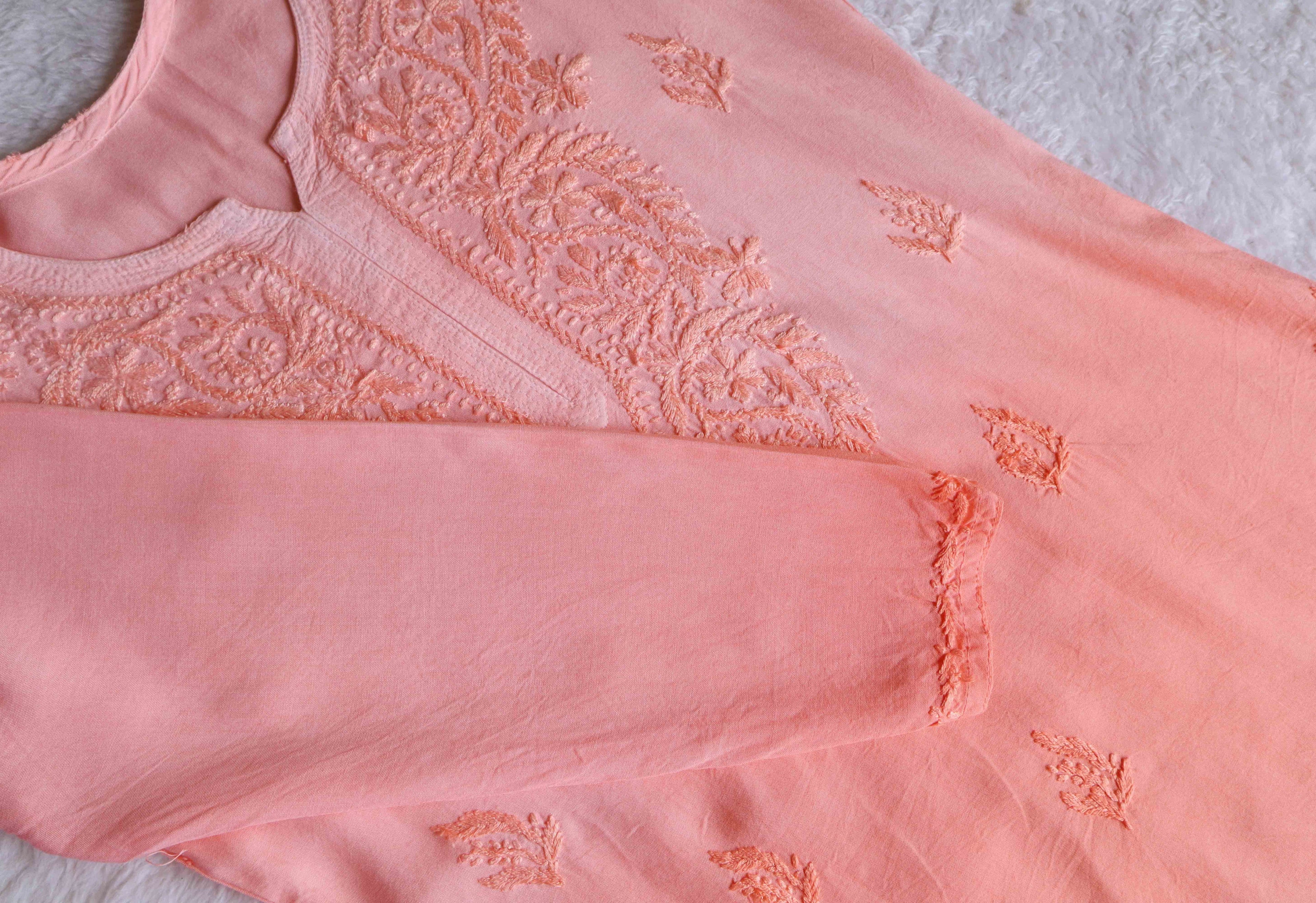 Savera Peach Ombre Short Rayon Kurta
