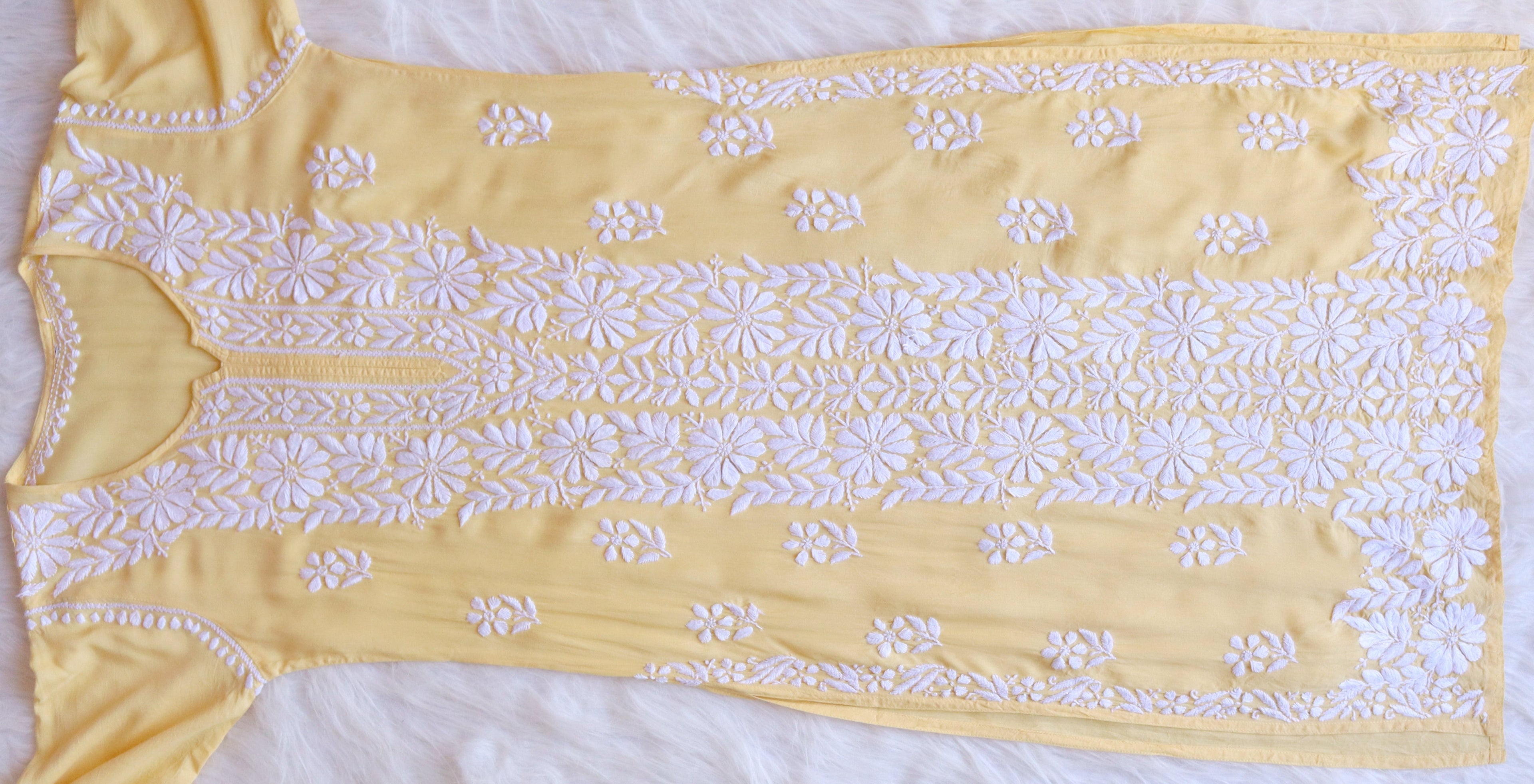 Zeena Pastel Yellow Long Rayon Kurta