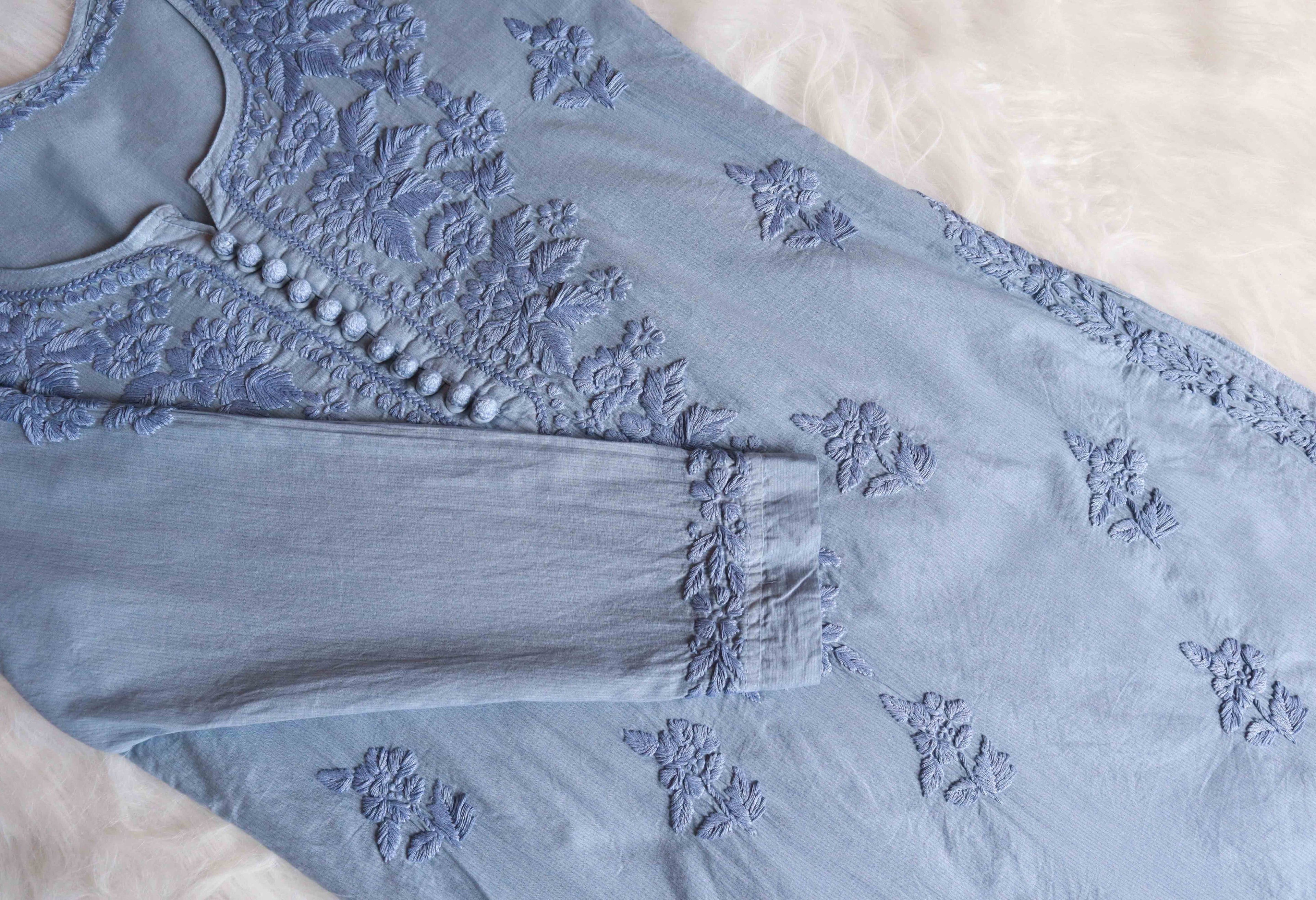 Anaya Grey Rayon Cotton Kurta