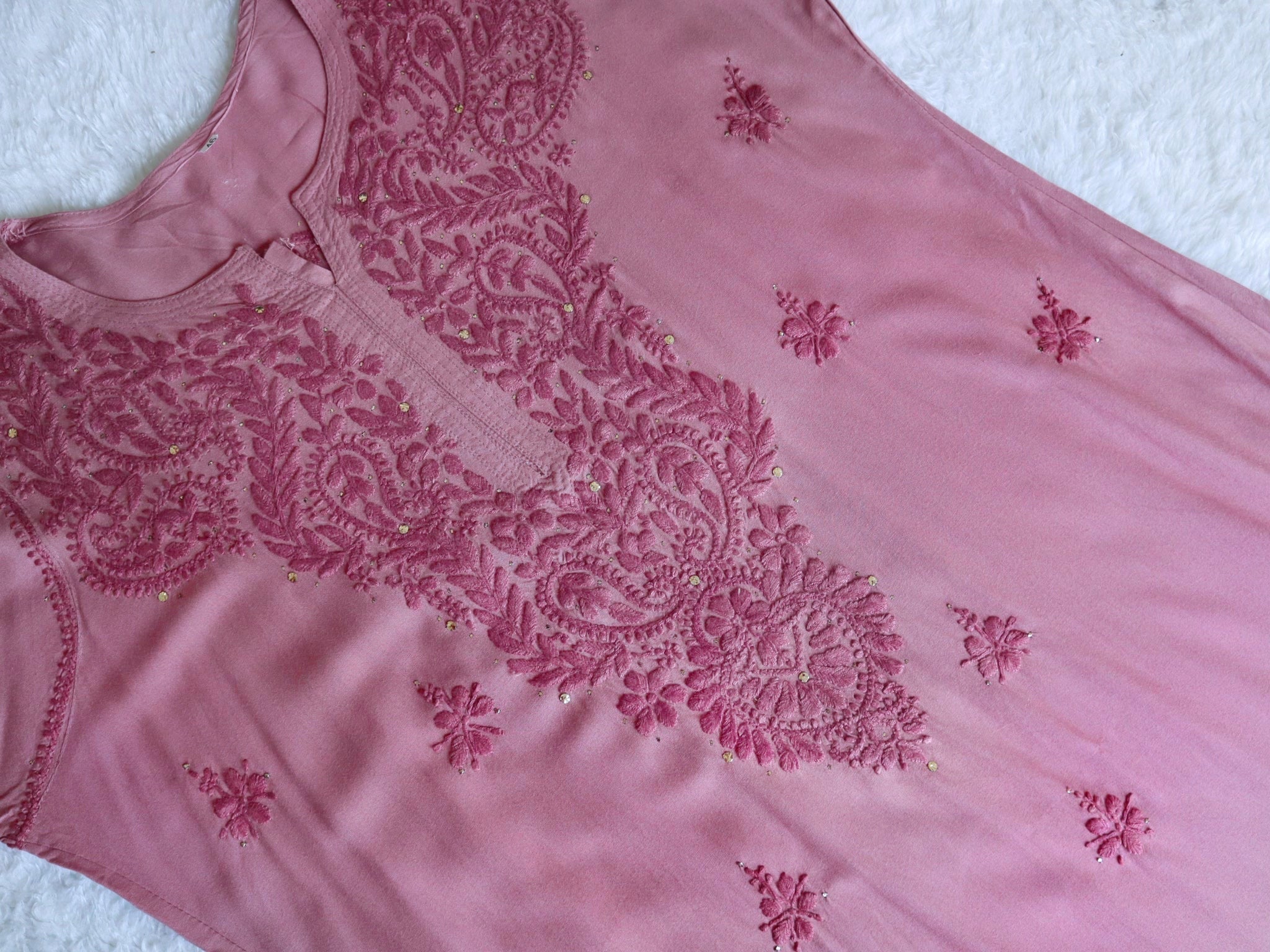 Ahana Mauve Pink Rayon sequin embllished Long Kurta