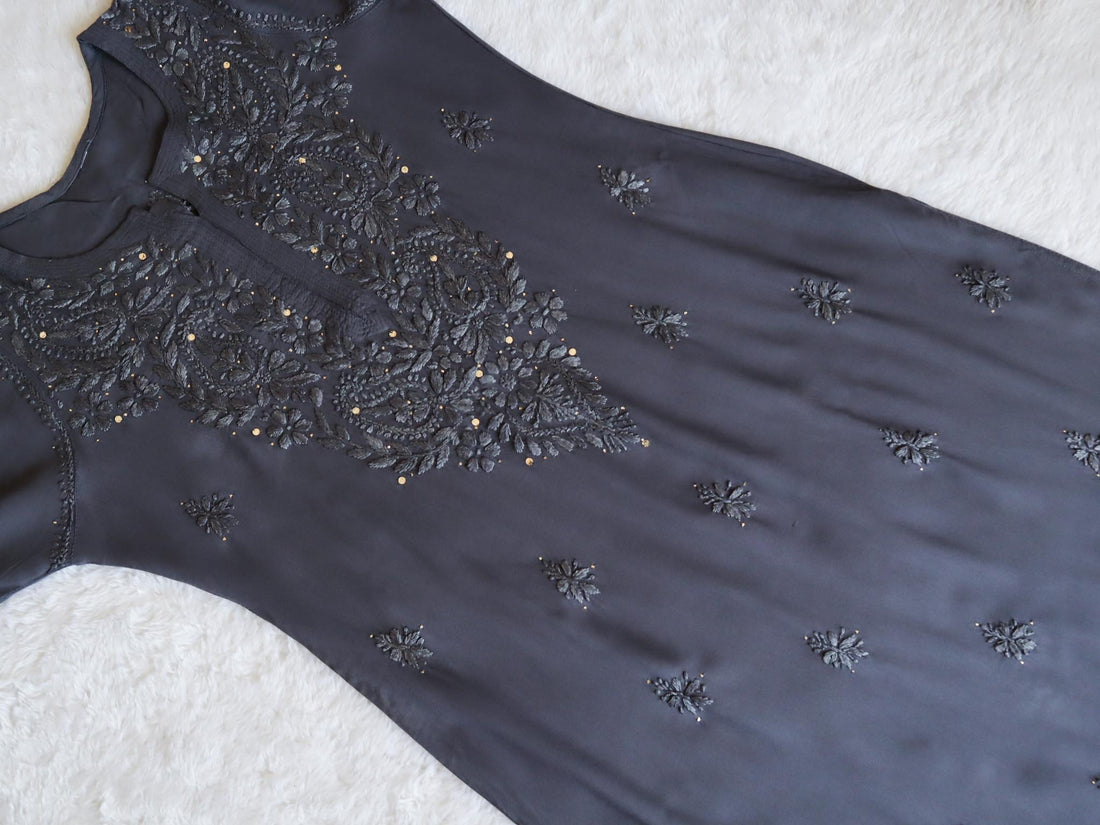 Ahana Grey Rayon Sequin embllished long Kurta