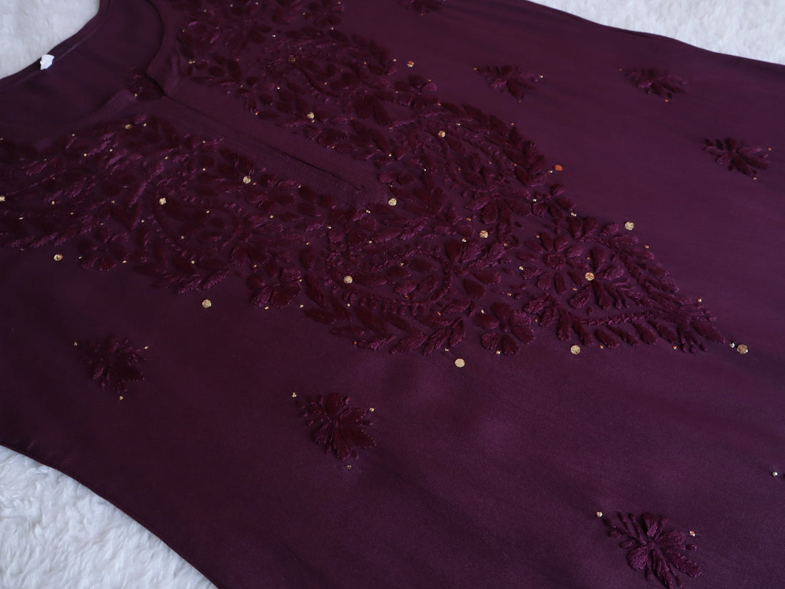Ahana Plum Rayon sequin embllished Long Kurta