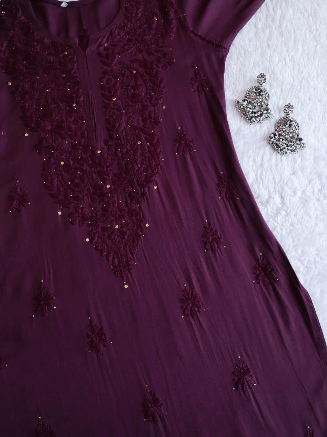 Ahana Plum Rayon sequin embllished Long Kurta