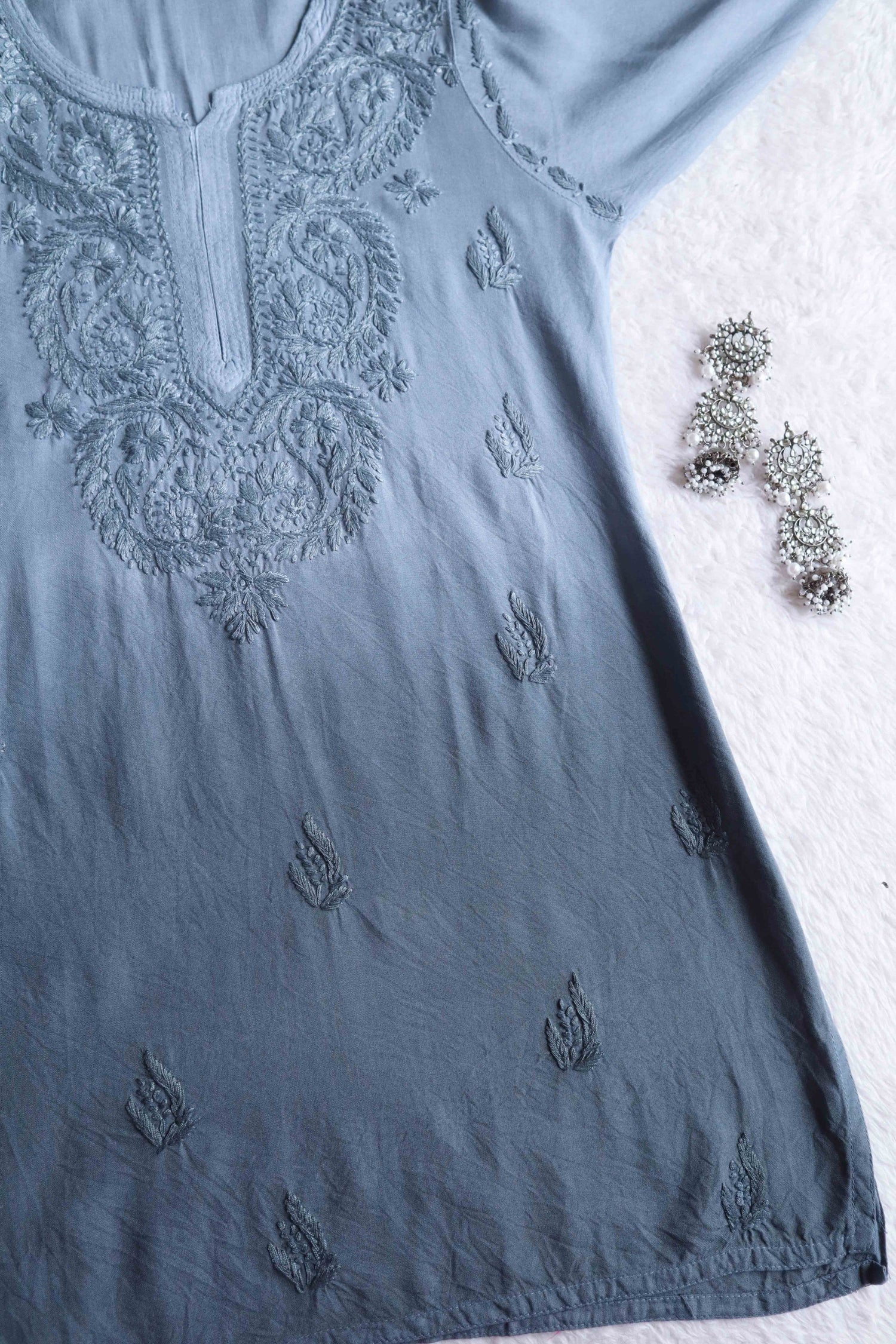 Savera Grey Ombre Short Rayon Kurta