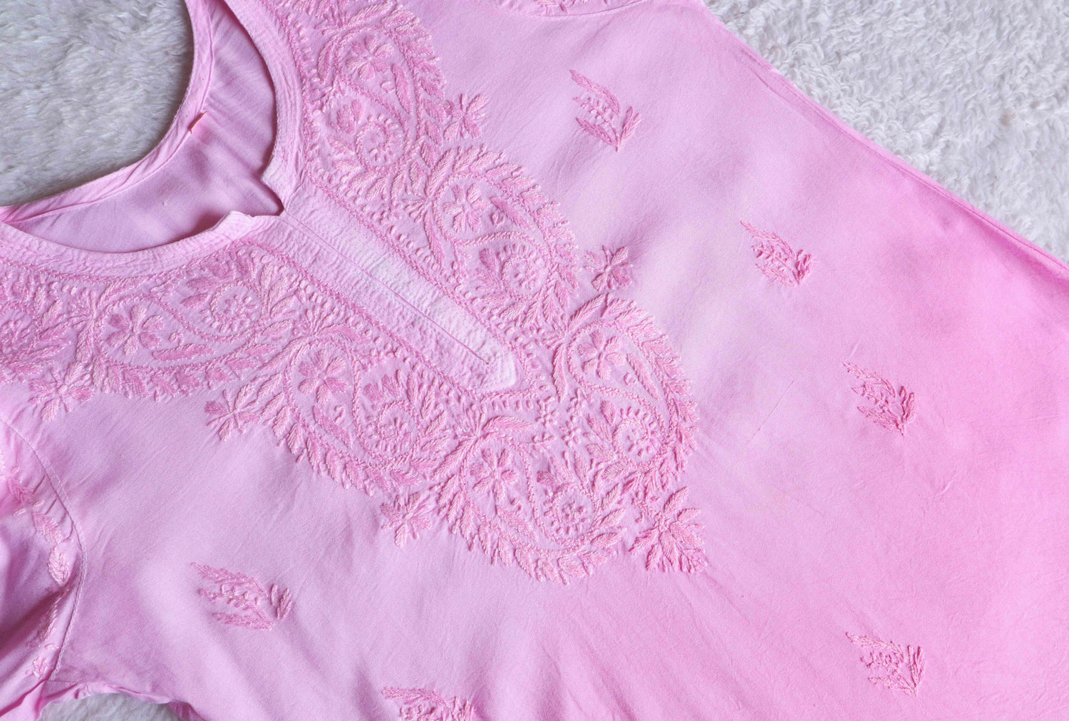 Savera Baby Pink Ombre Short Rayon Kurta