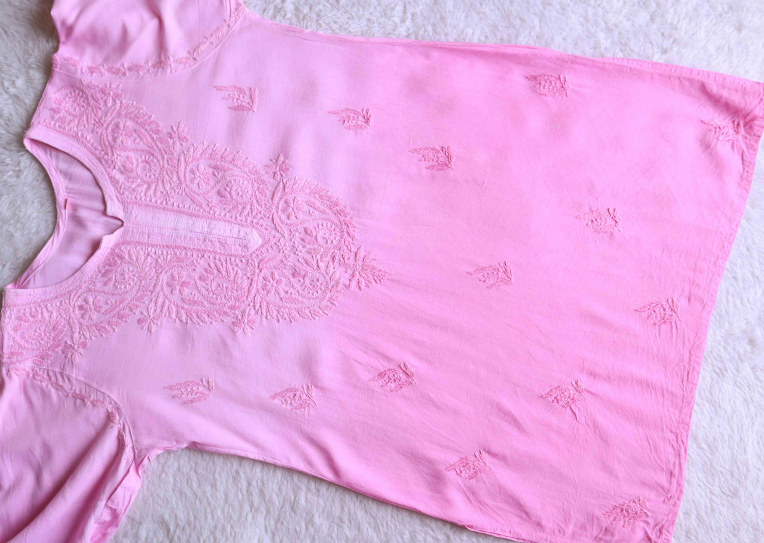 Savera Baby Pink Ombre Short Rayon Kurta