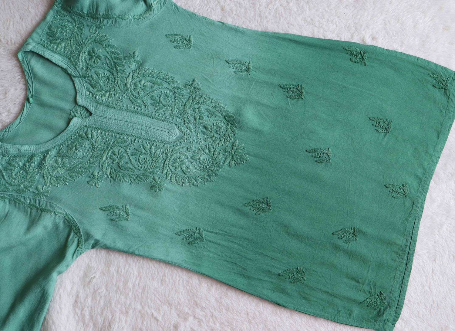 Savera Sage Green Ombre Short Rayon Kurta