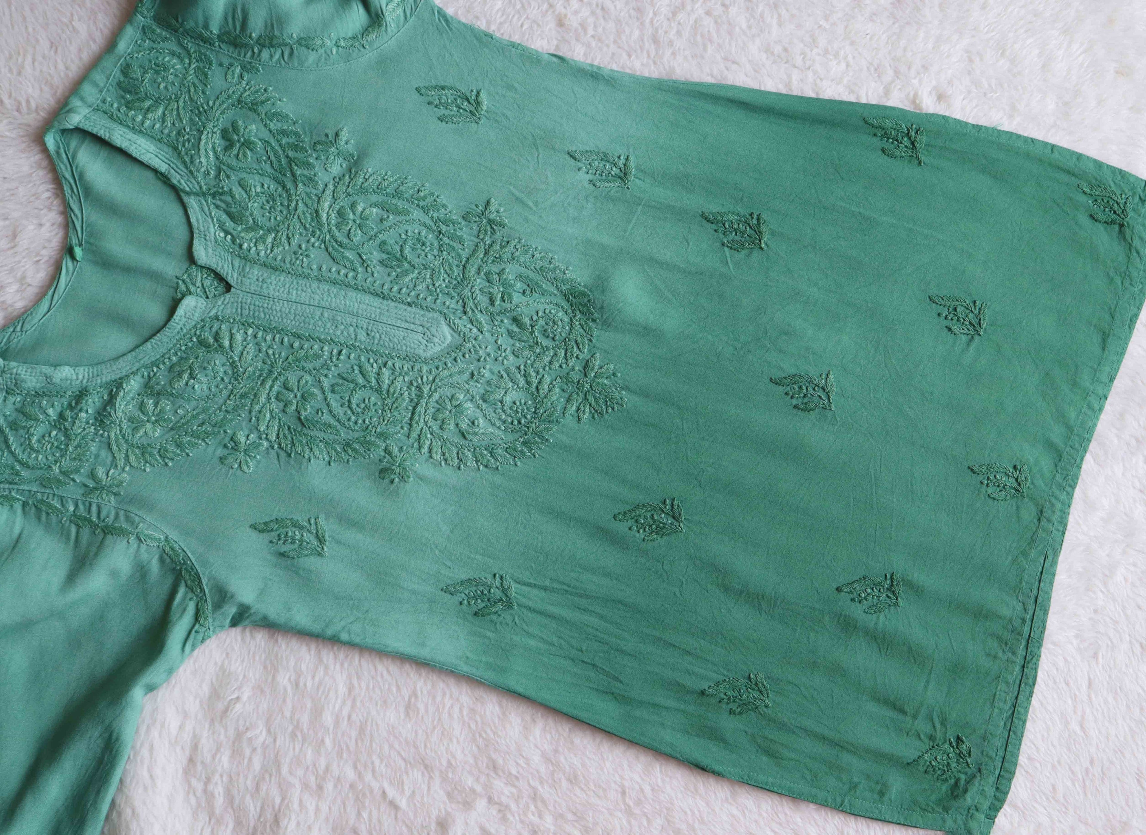 Savera Sage Green Ombre Short Rayon Kurta