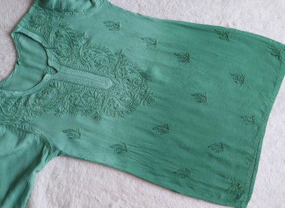 Savera Sage Green Ombre Short Rayon Kurta