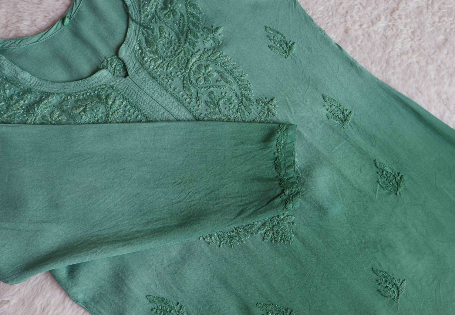 Savera Sage Green Ombre Short Rayon Kurta