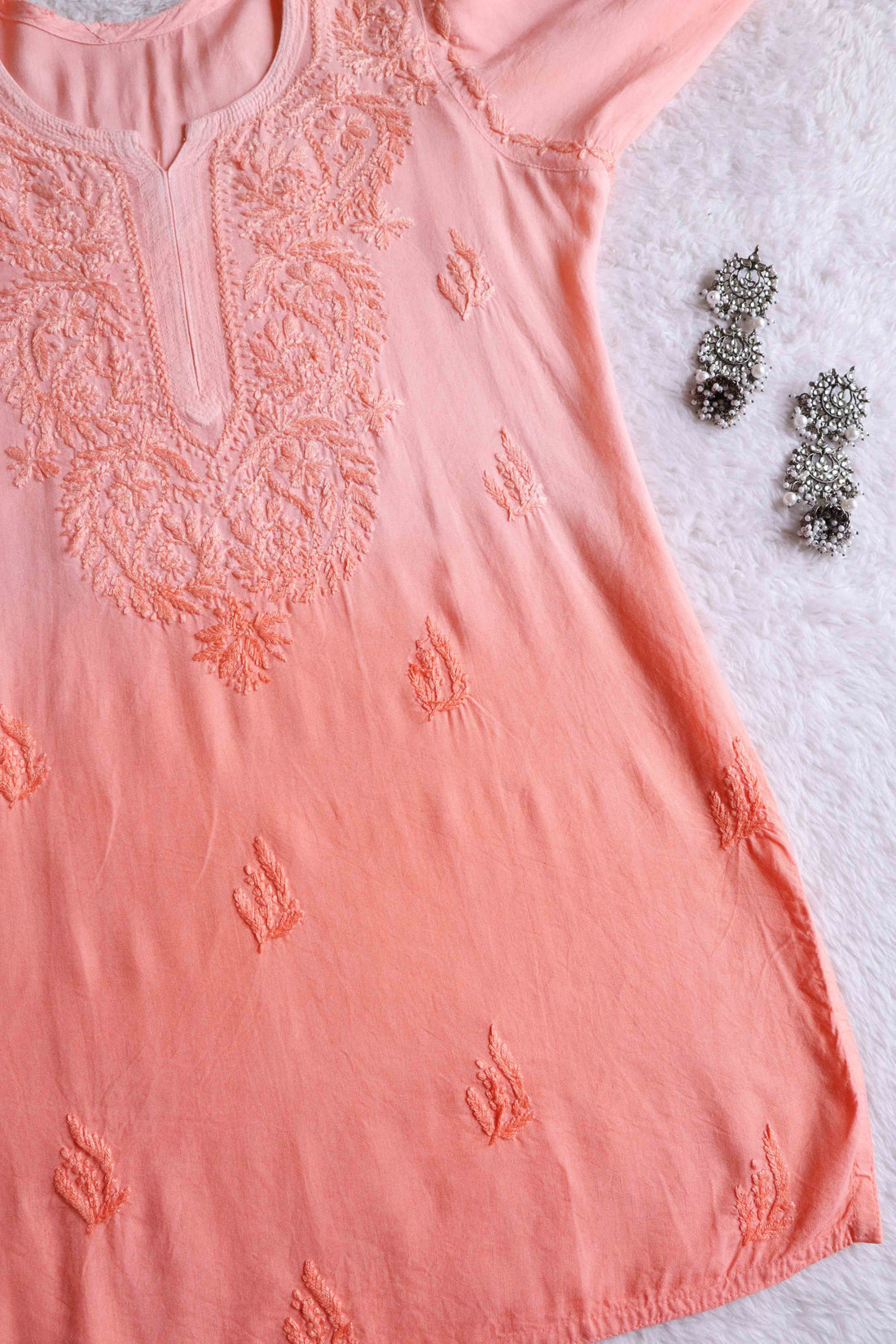 Savera Peach Ombre Short Rayon Kurta