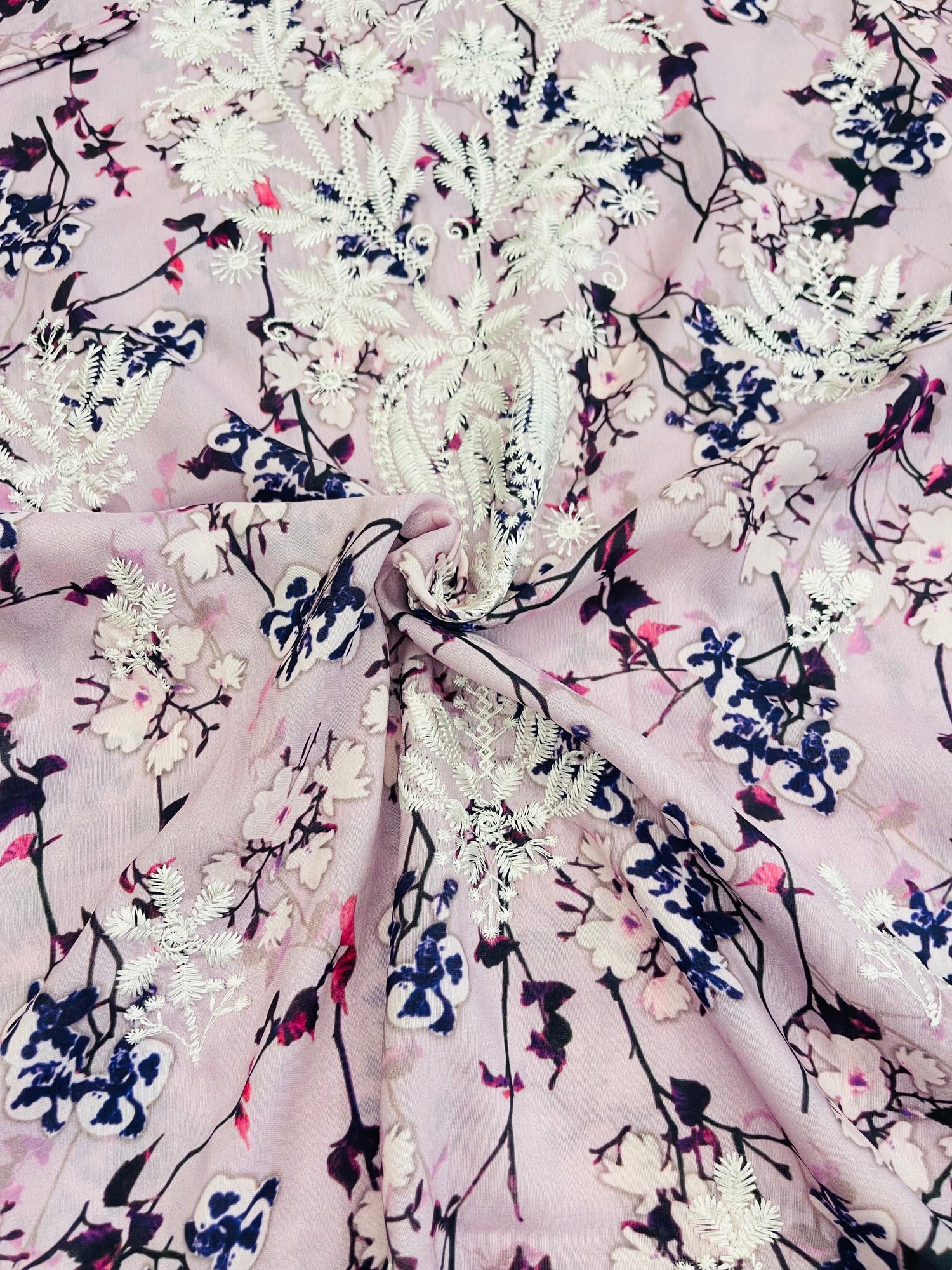 Kaveri Lavender Lucknowi Style Long Kurta