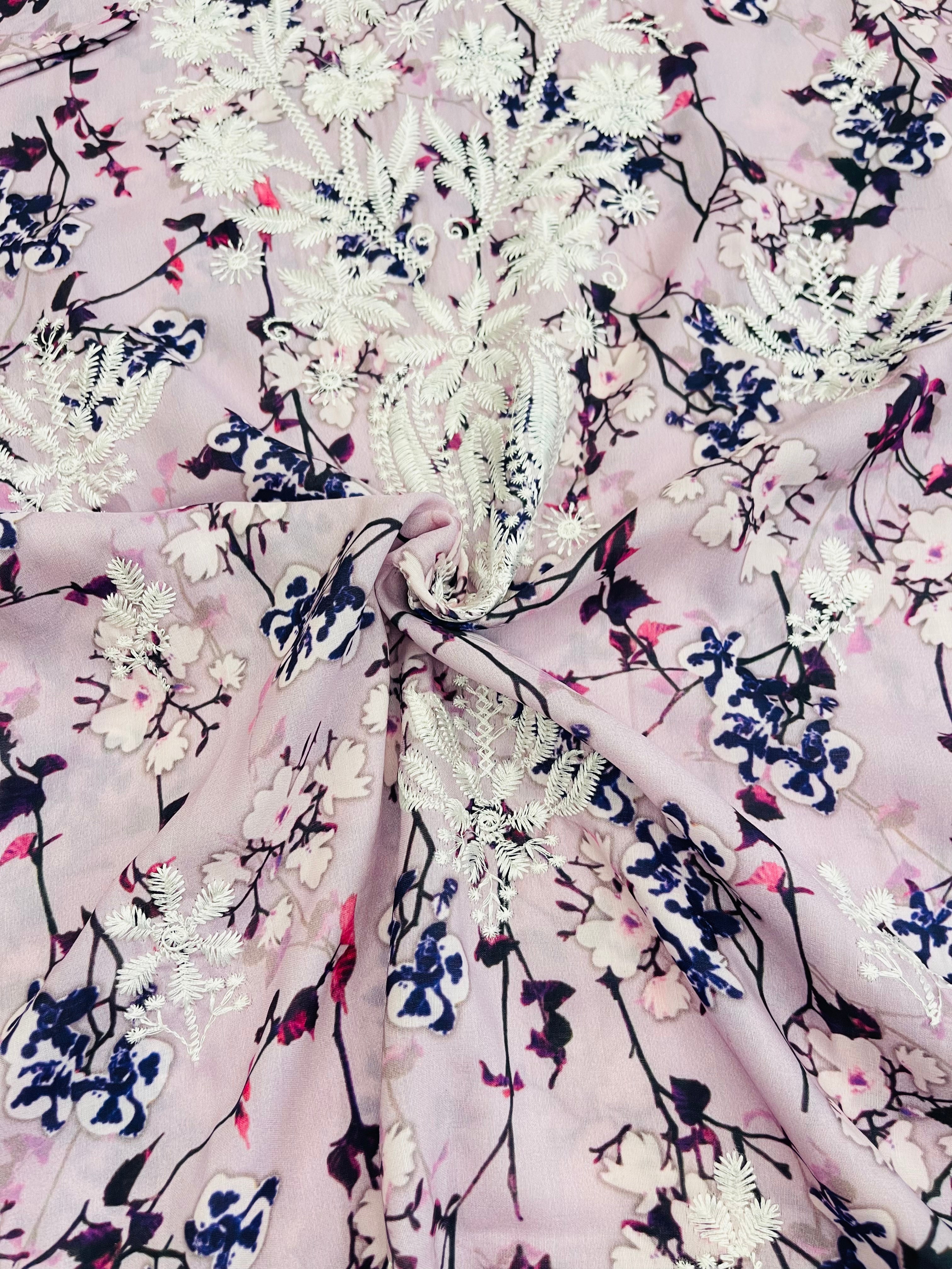 Kaveri Lavender Lucknowi Style Long Kurta