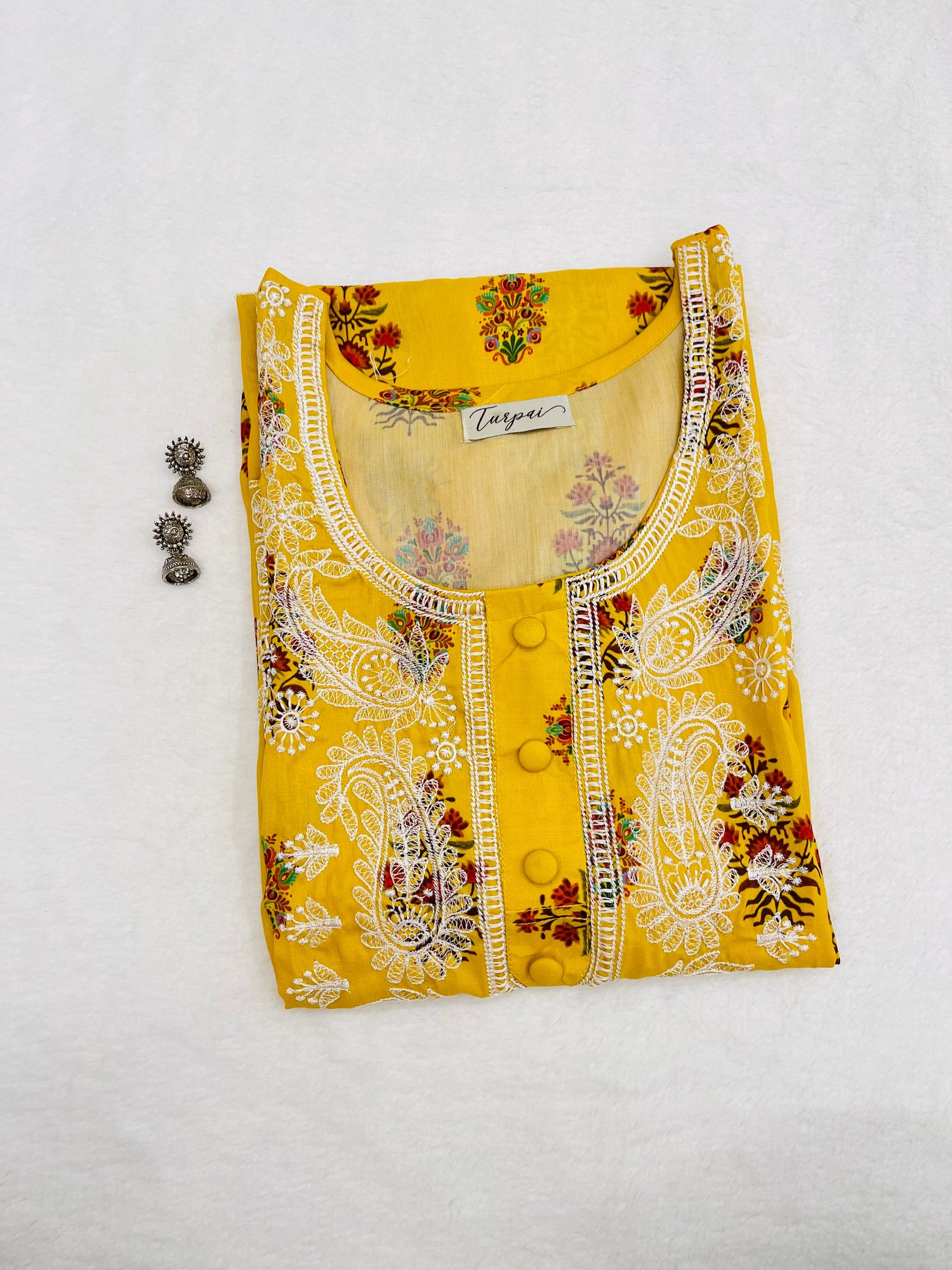 Kaveri Marigold Chikankari work Kurti